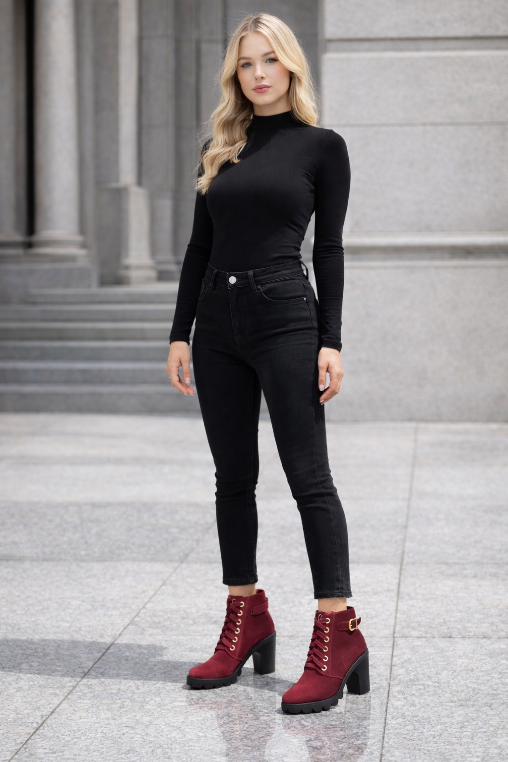 Damen Stiefeletten mit Blockabsatz