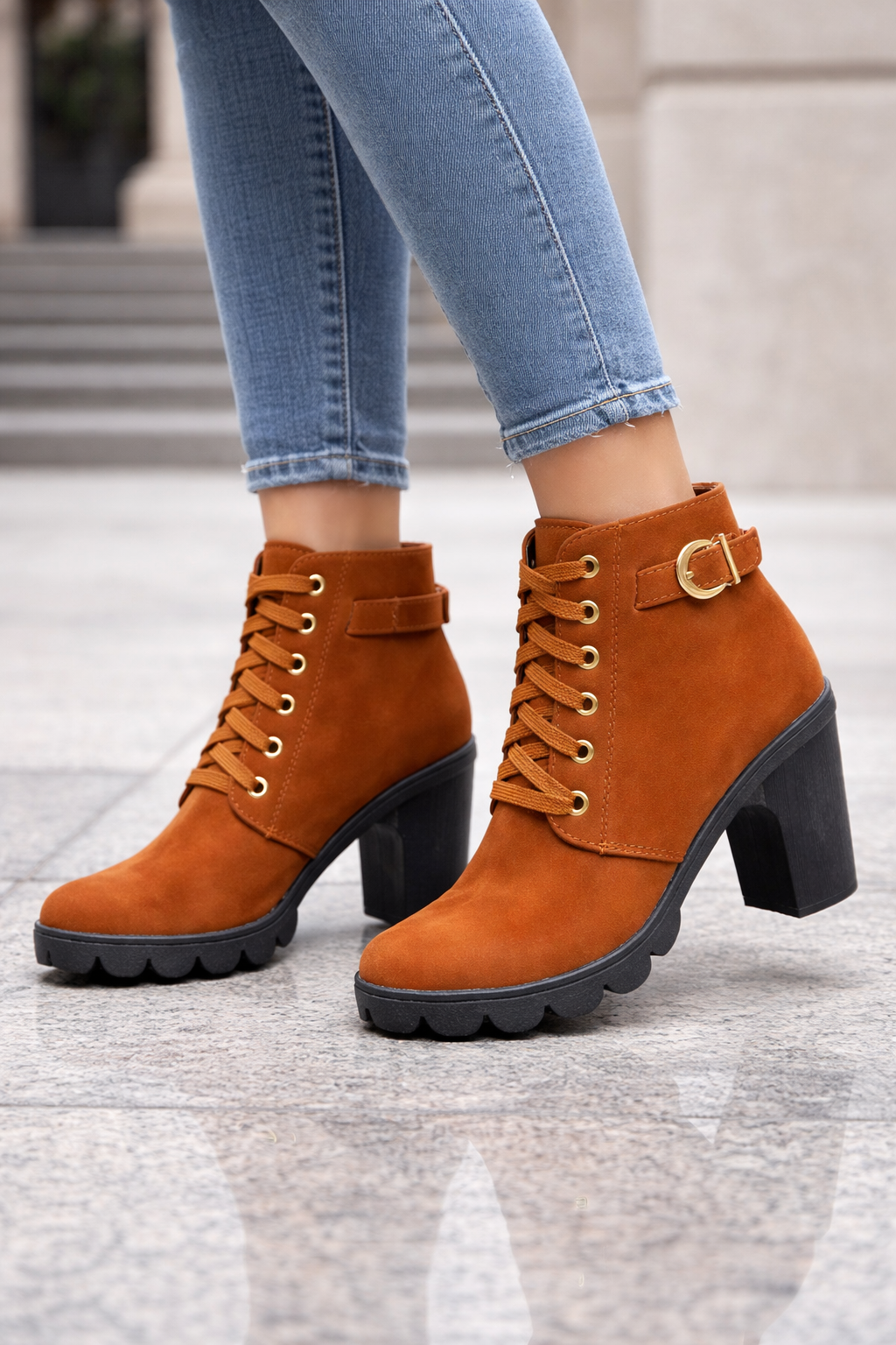 Damen Stiefeletten mit Blockabsatz